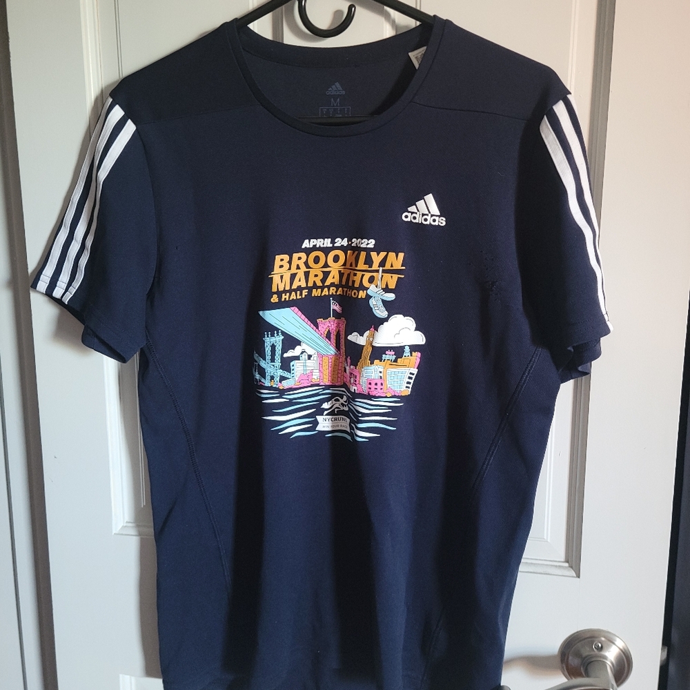 Adidas Navy Blue Marathon Graphic Men's Shirt